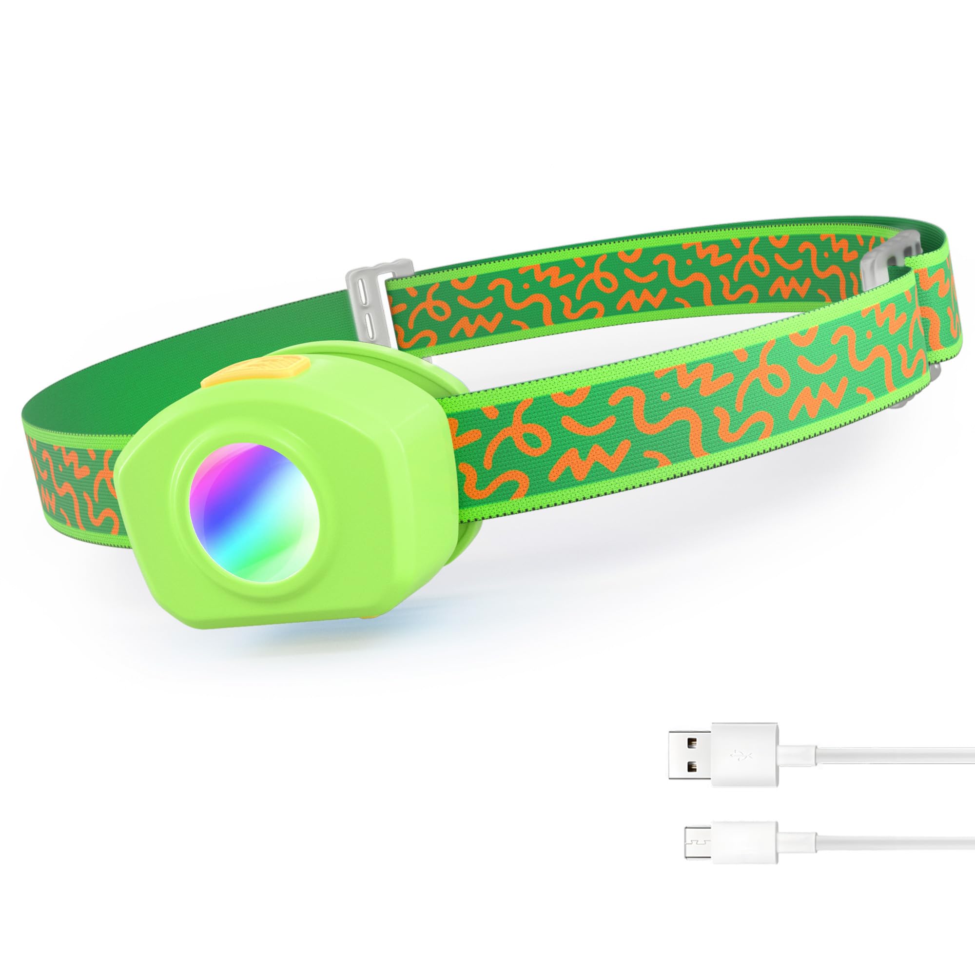 everbrite led headlamp rechargeable kids headlamp with rgb mode and adjustable headband, 3 modes multicolor headlamp for camping, reading, exploring, halloween, christmas