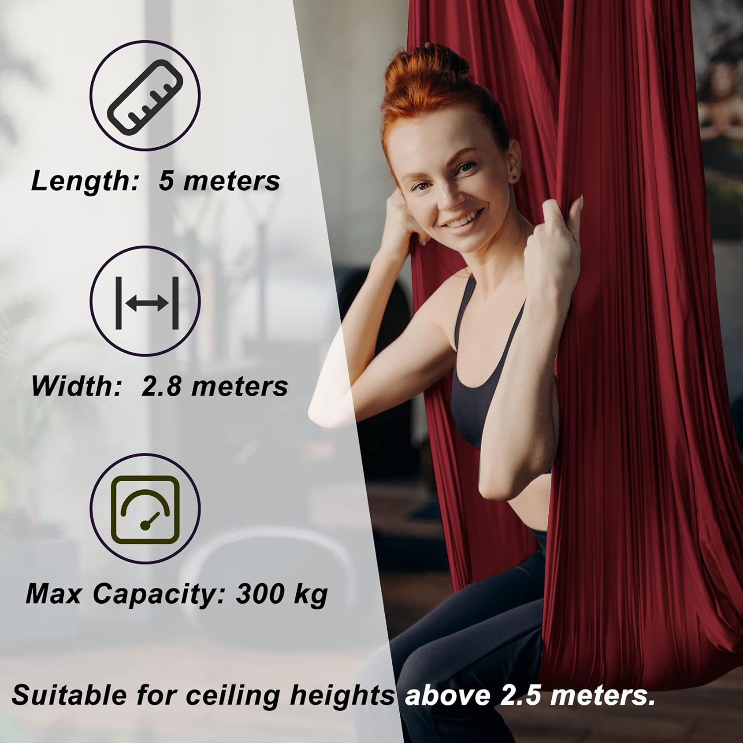 5m Aerial Silks Premium Aerial Yoga Hammock Set for Kids and Adult