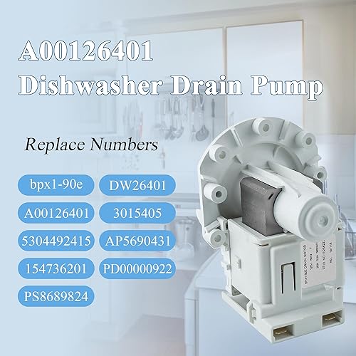Miniatura 5 de Bomba de drenaje para lavavajillas A00126401 bpx1-90e - Para lavavajillas Frigidaire Kenmore - Reemplaza AP5690431 5304492415 154736201 PS8689824