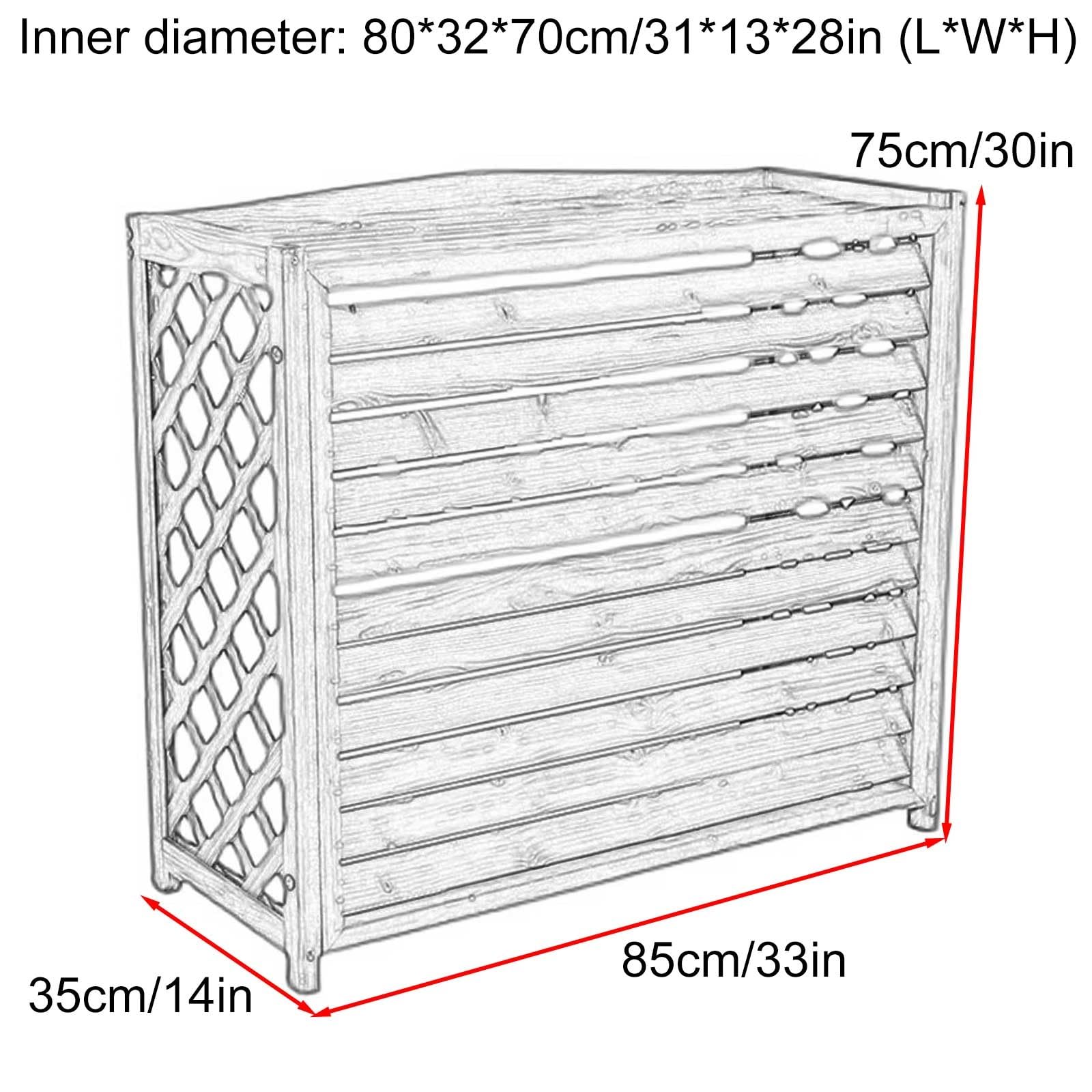 Funda de madera para aire acondicionado exterior, diseño sin excavación, soporte para macetas, 4 paneles, marrón, 80 x 32 x 70 cm, protector de jardín resistente a la intemperie