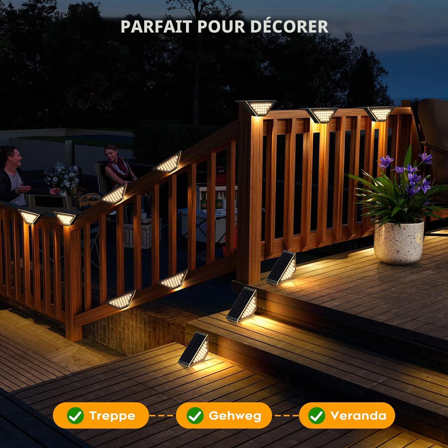 Shuniu Lot de 10 lampes solaires pour extérieur, jardin, escalier