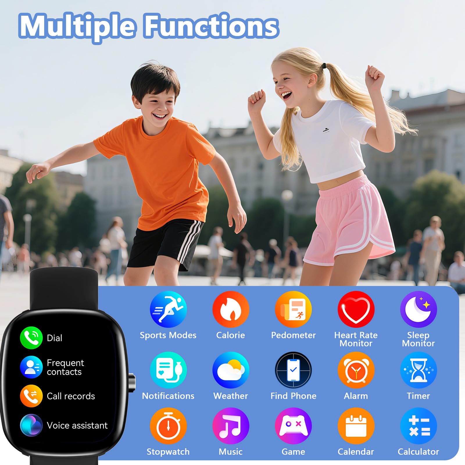 Montre Connectée Enfant Tynggko - Podomètre, 100 Modes Sport, Suivi Du Sommeil - Étanchéité IP67, Autonomie 10 Jours - Pour Filles Et Garçons 6 Ans Et Plus