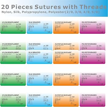 Complete Suture Practice Kit(30 Pieces) Include Suture Pad with Pre-Cut Wounds, Tool Kit and Sutures (Demonstration and Educational Use Only)
