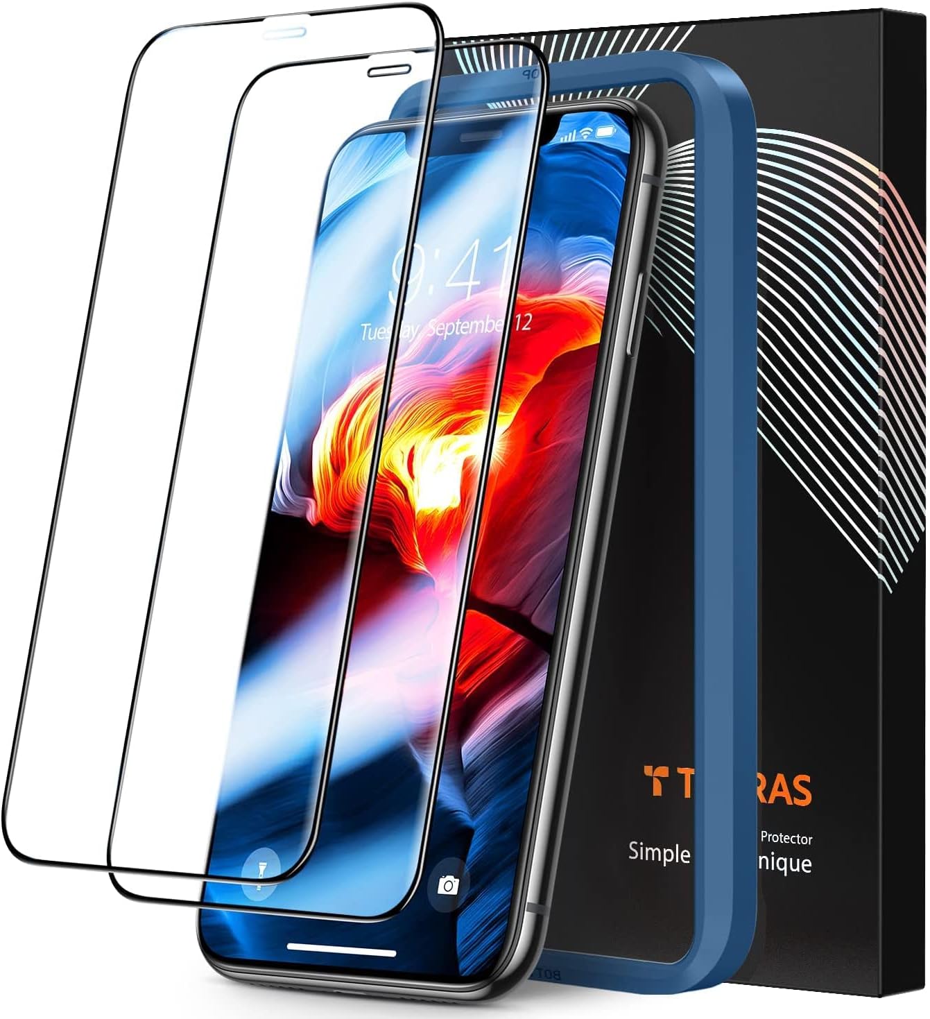 TORRAS Diamonds Hard iPhone 11 Pro Screen Protector, iPhone X Screen Protector, iPhone XS Screen Protector, [Military Grade Shatterproof] [Eye Protection] Tempered Glass Film Clear-2 Pack