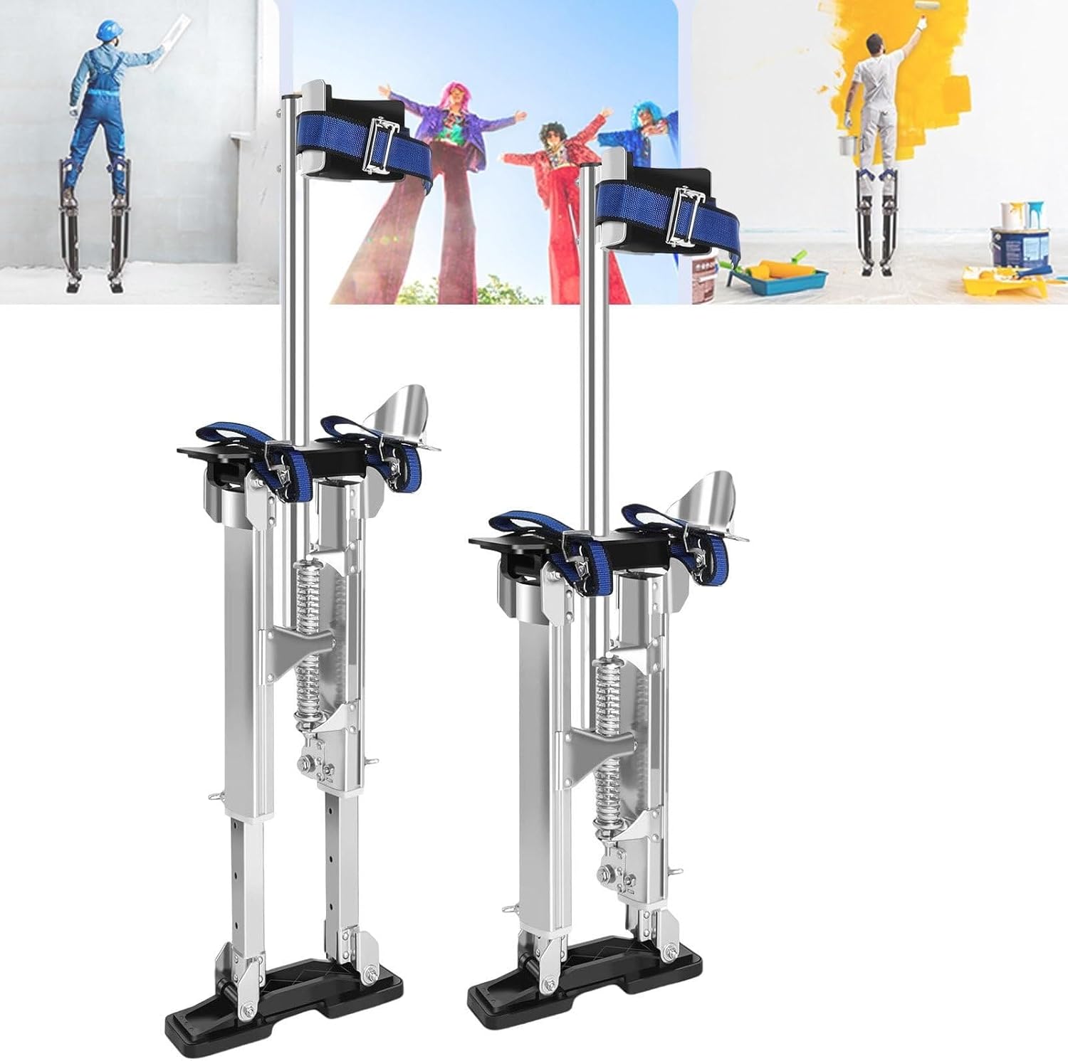 15-23 Inch/18-30 Inch/24-40 Inch Drywall Stilts Aluminum Alloy Tool Silver Stilt, for Painting Painter, Orchard Picking, Greenhouse Heightening, Etc.,15''-23''