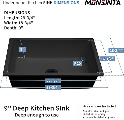 Miniatura 92 de Fregadero de cocina blanco, fregadero de barra blanca de 17 pulgadas, fregadero de barra de montaje inferior de 17 x 19 x 10 pulgadas