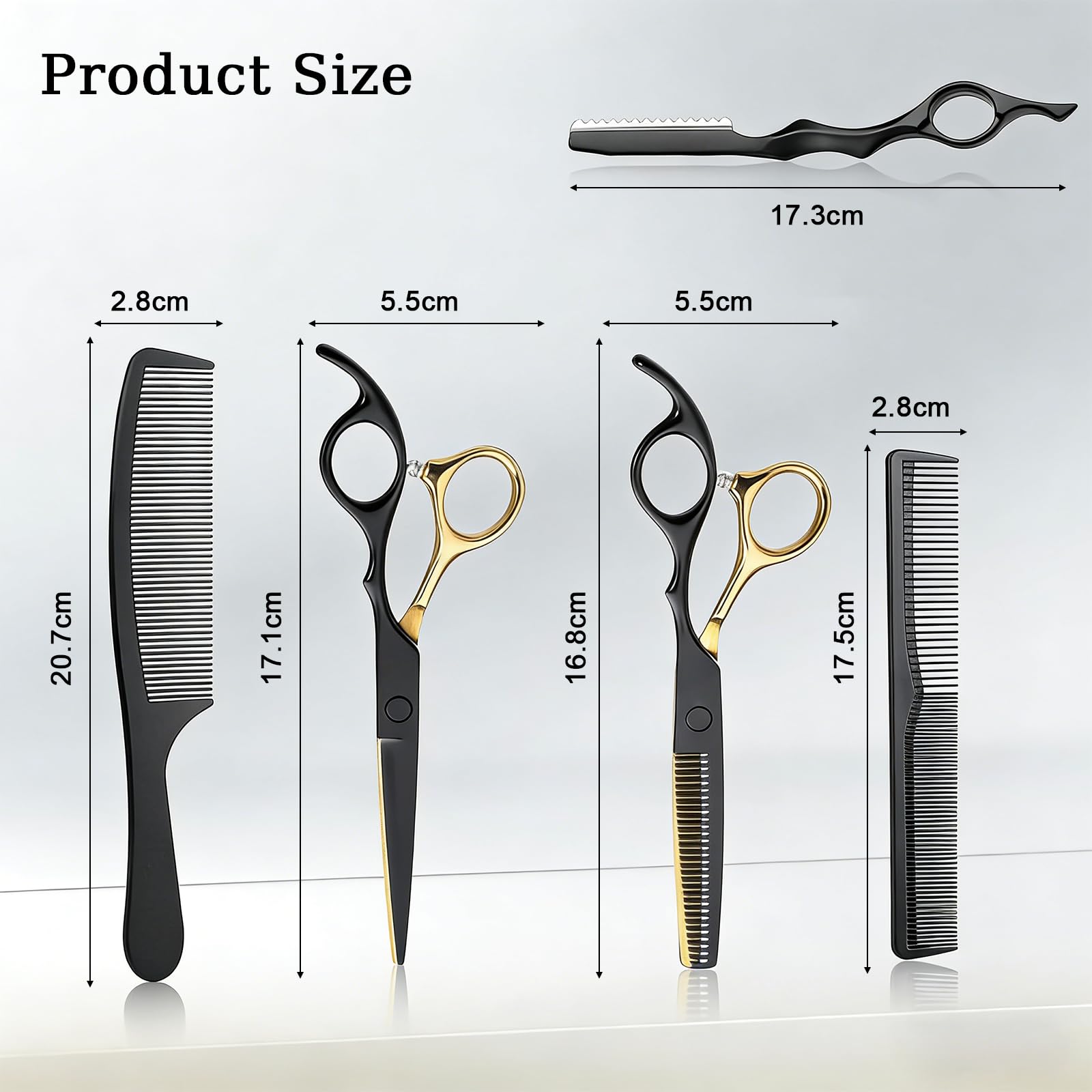 Forbice per Sfoltire i Capelli, Forbici Parrucchiere Professionali Barbiere, Set Professionale di Forbici per Capelli in Acciaio, Borsa per Parrucchieri, Principianti e Uso Domestico