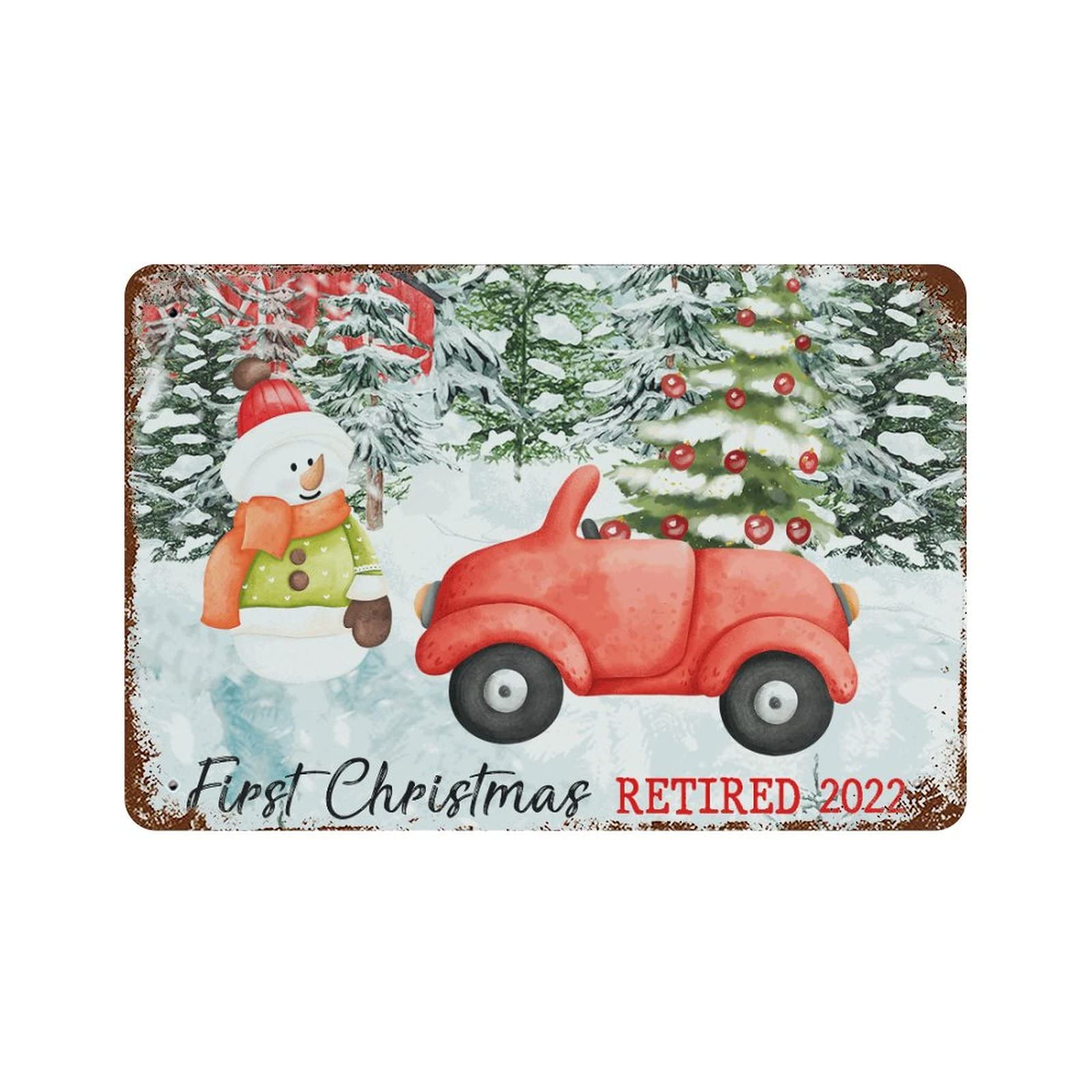 Panneau de Noël rétro aluminium bonhomme de neige décoration murale vintage