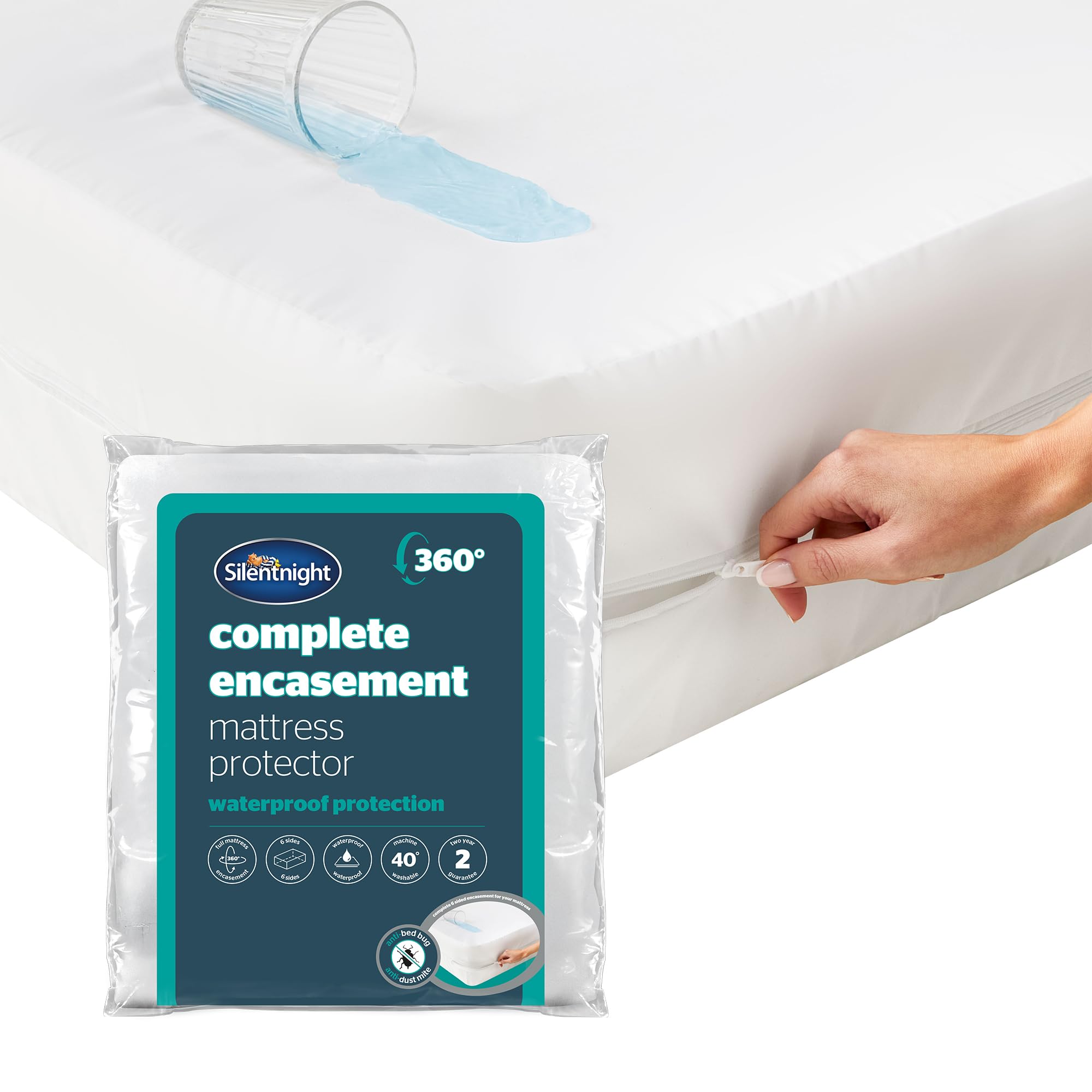 Silentnight Complete Encasement Waterproof Mattress Protector - 30cm Deep Zip Protection A...