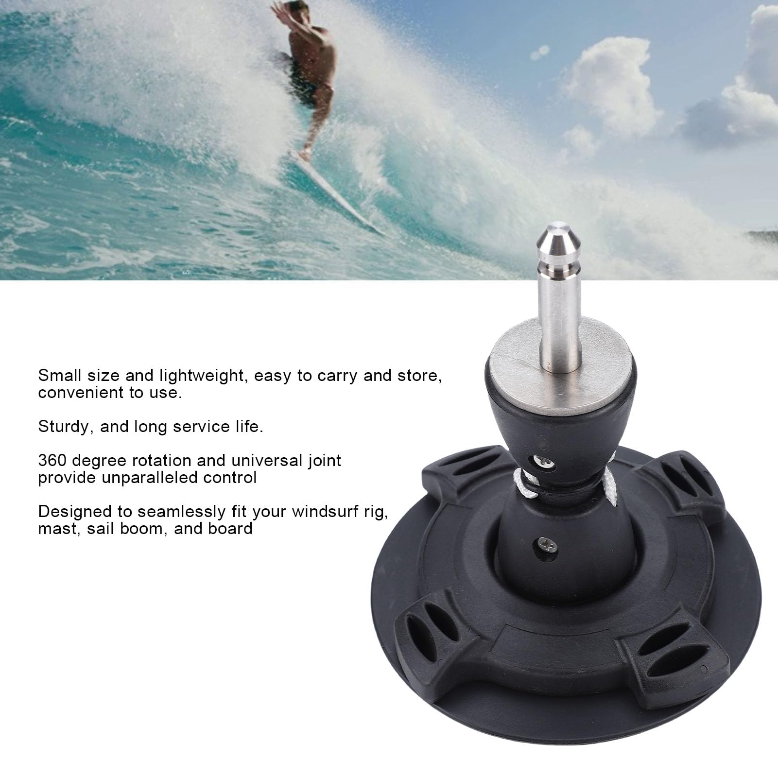 Luocute Windsurf-Mastfuß, 360° Drehbarer Universalgelenk-Segelfuß für Windsurf-Rigg, Mast, Segelbaum und Board, aus PVC und Edelstahl Gefertigt