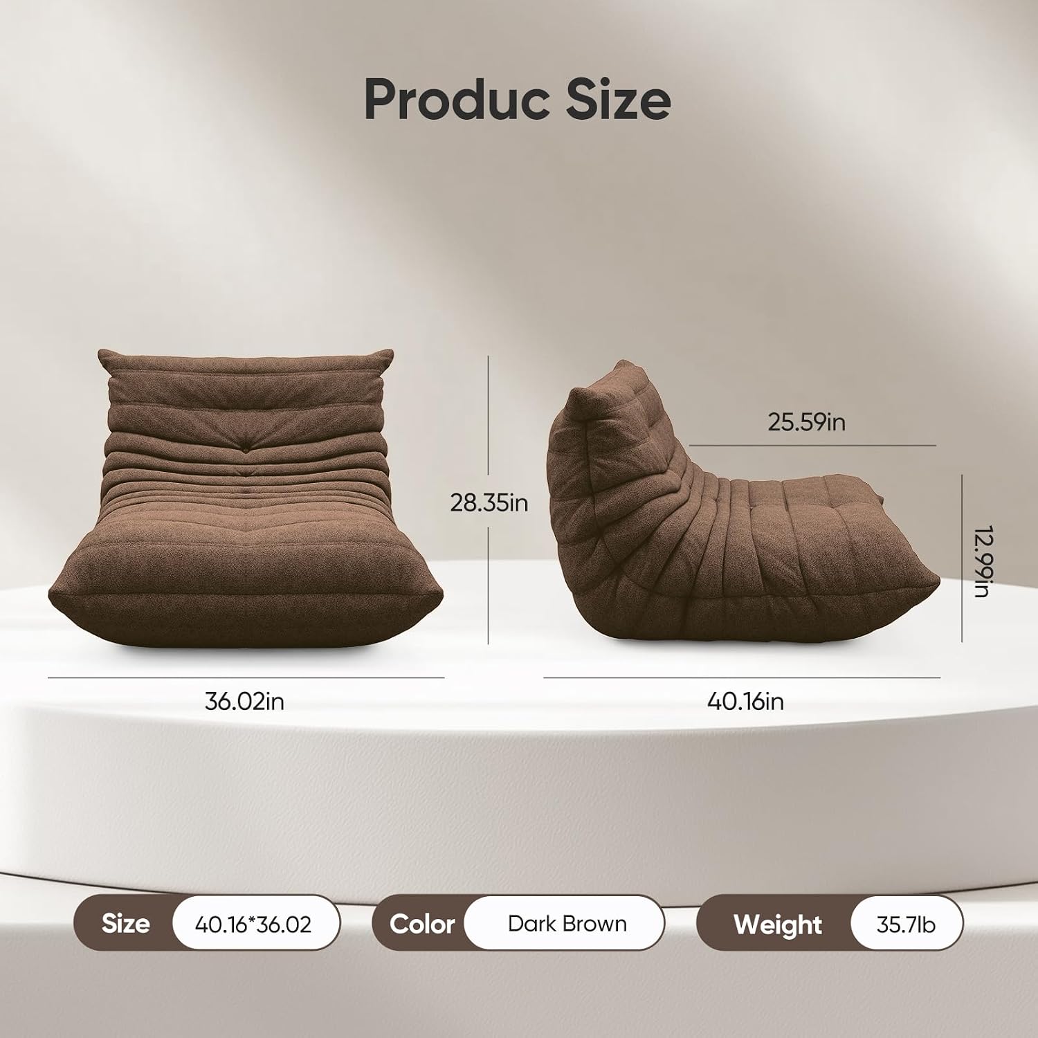 Bean Bag Chairs for Adults Giant Bean Bag Chair Memory Foam BeanBag Chair Bean Bag Sofa Fireside Beanbags Lazy Sofa for Living Room Bedroom Office Teddy Fabric Dark Brown