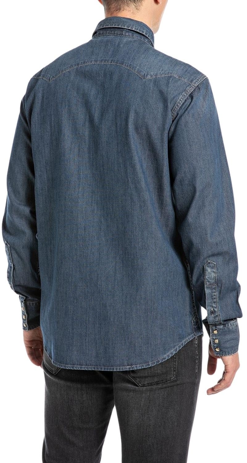 Replay Herren Jeanshemd Langarm Comfort Fit