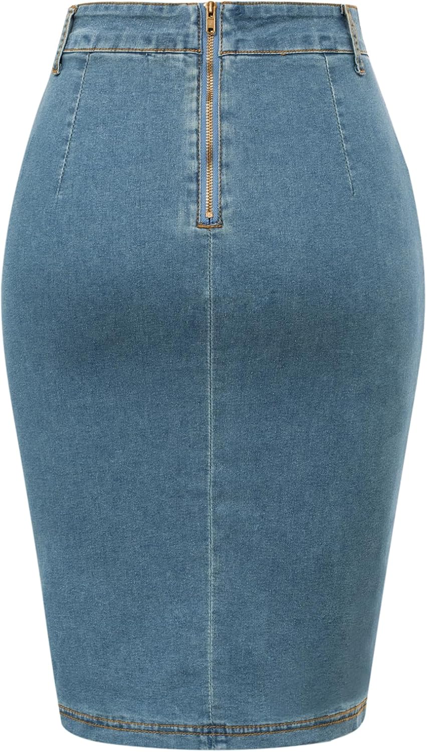Belle Poque Denim Pencil Skirt for Women Ruched Bodycon Jeans Skirt with Belt High Waisted Pencil Skirts - Image 4