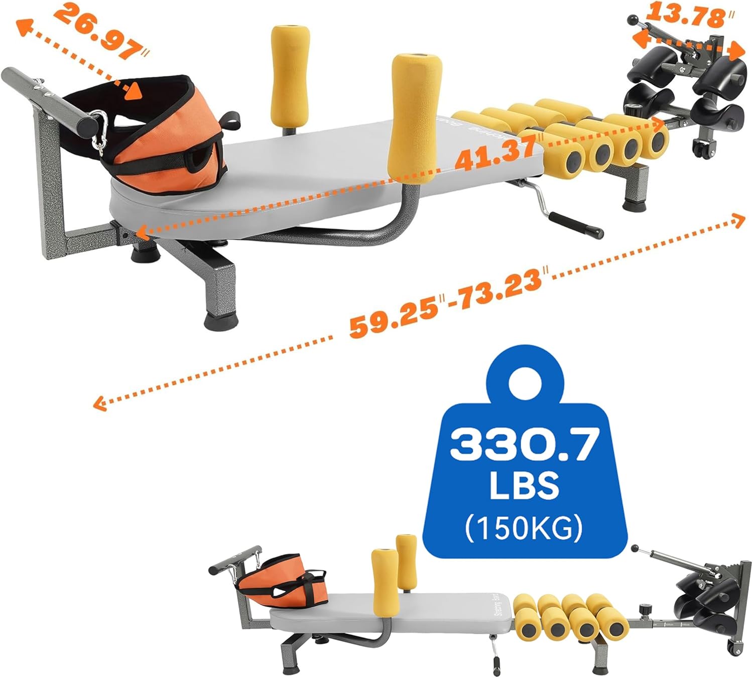Multifunctional Full Body Traction Bed, Cervical Spine Stretcher Traction Spine Lumbar Massage Traction Table Back Stretch Decompression Machine for Tension Relief & Body Aches Pains, Massage (Grey)