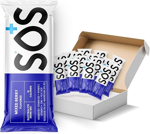 SOS Suplemento de mezcla de bebidas en polvo de electrolitos de hidratación, hidratación diaria y energía, vitaminas esenciales añadidas, bajo en