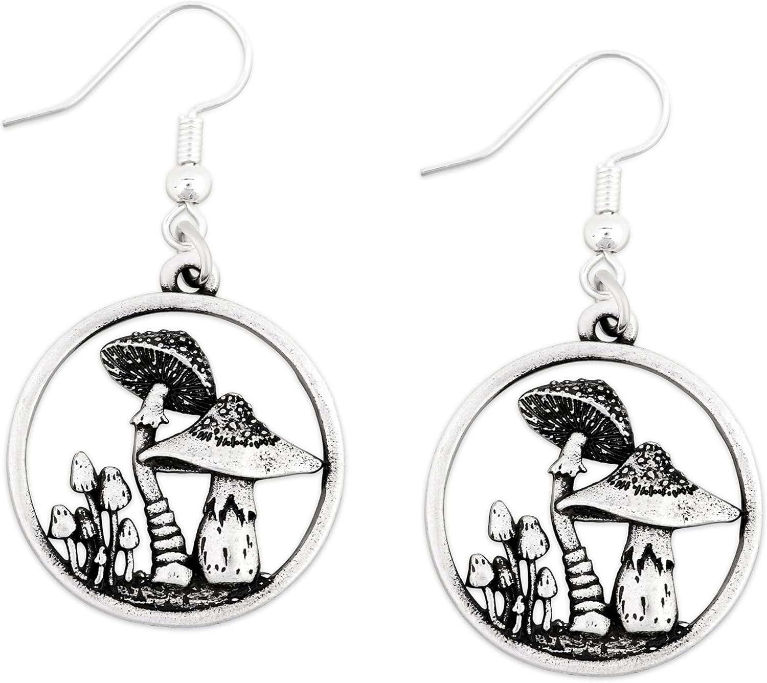 HAQUIL Vintage Mushroom Earrings Circle Tree Magical Forest Dangle Drop Earrings Moonstone Mushroom Gifts Moon For Women