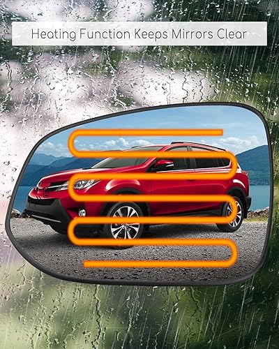 Miniatura 9 de Cristal de espejo con detección de punto ciego se adapta a Toyota RAV4 2013-2023 Tacoma 2016-2021, lente de espejo retrovisor derecho del lado del