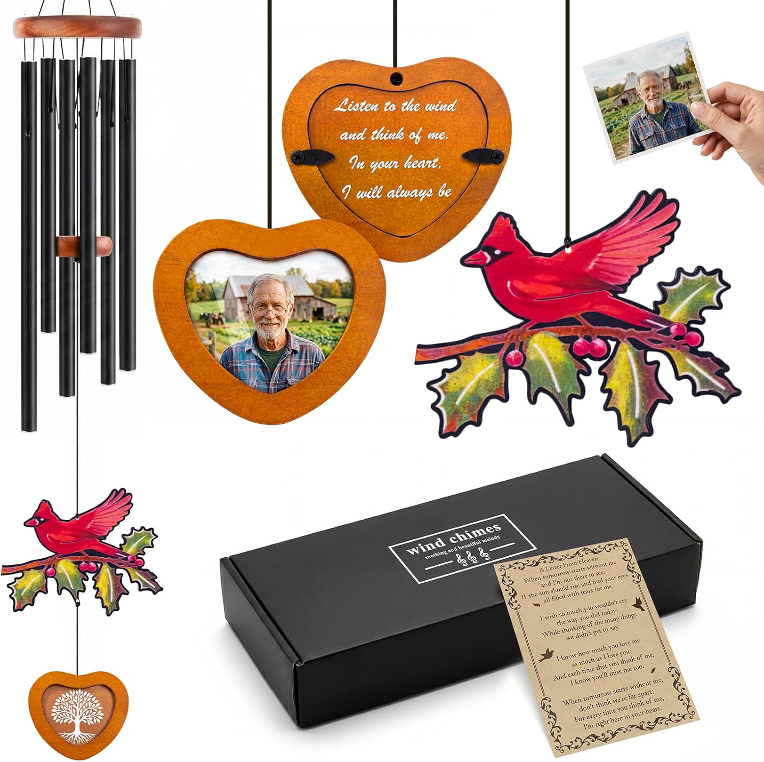 36 Inch Memorial Wind Chimes for Loss of Loved One, Sympathy Gifts for Loss of Mother, Father, Brother, Sister