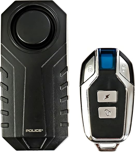 POLICE Bike Alarm with Remote 113dB Loud Scooter Alarm System, Anti Theft Motorcycle Alarm, Wireless Vibration Motion Sensor Waterproof Security System for Electric Bike Tricycle Mobility Scooter
