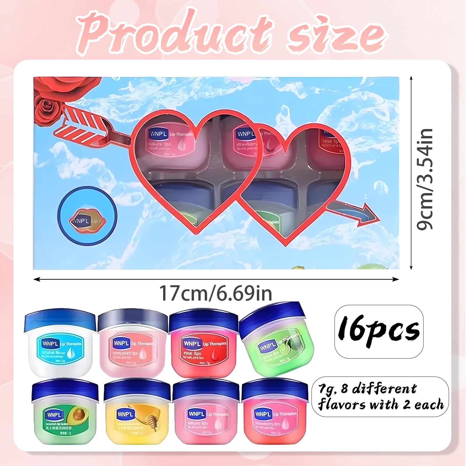 16pcs Lip Balm, Lip Balm Multipack with 8 Flavors, Set for Dry Cracked Lips Mini Gift Set, Includes Honey, Avocado, Rose - Image 2
