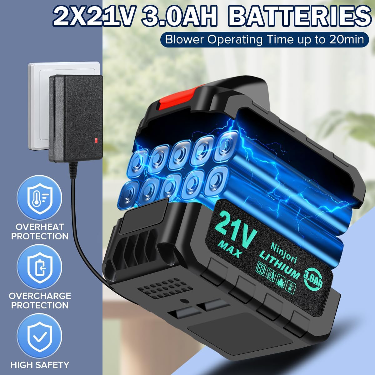 Cordless Pressure Washer Battery Powered;1100PSI Portable Cordless Power Washer,with Brushless Motor,2 Packs Battery&Charger,6-in-1 Nozzle,Foam Cannon,3 Power Level; Pressure Washer for Home,Car,Yard - Image 3