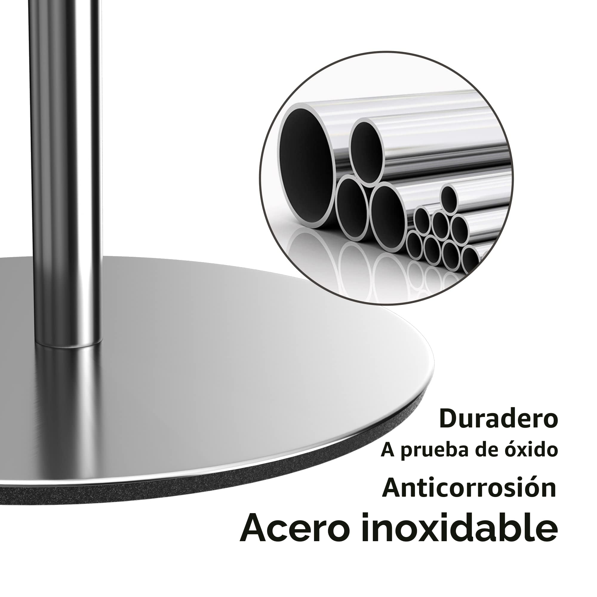 Soporte para Papel higiénico de pie para Almacenamiento de Papel higiénico, de Acero Inoxidable, sin Agujeros, para Inodoro, Resistente al Agua, con Acabado Cepillado