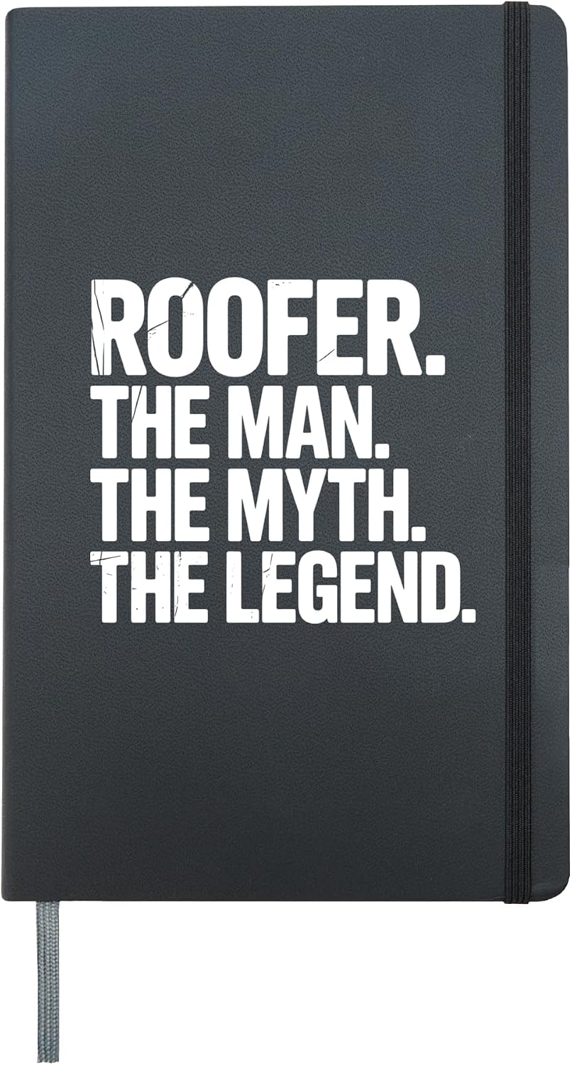 Funny Roofer Art For Men Boys Dad Roofing Contractor Roofer Hardcover Journal, Black
