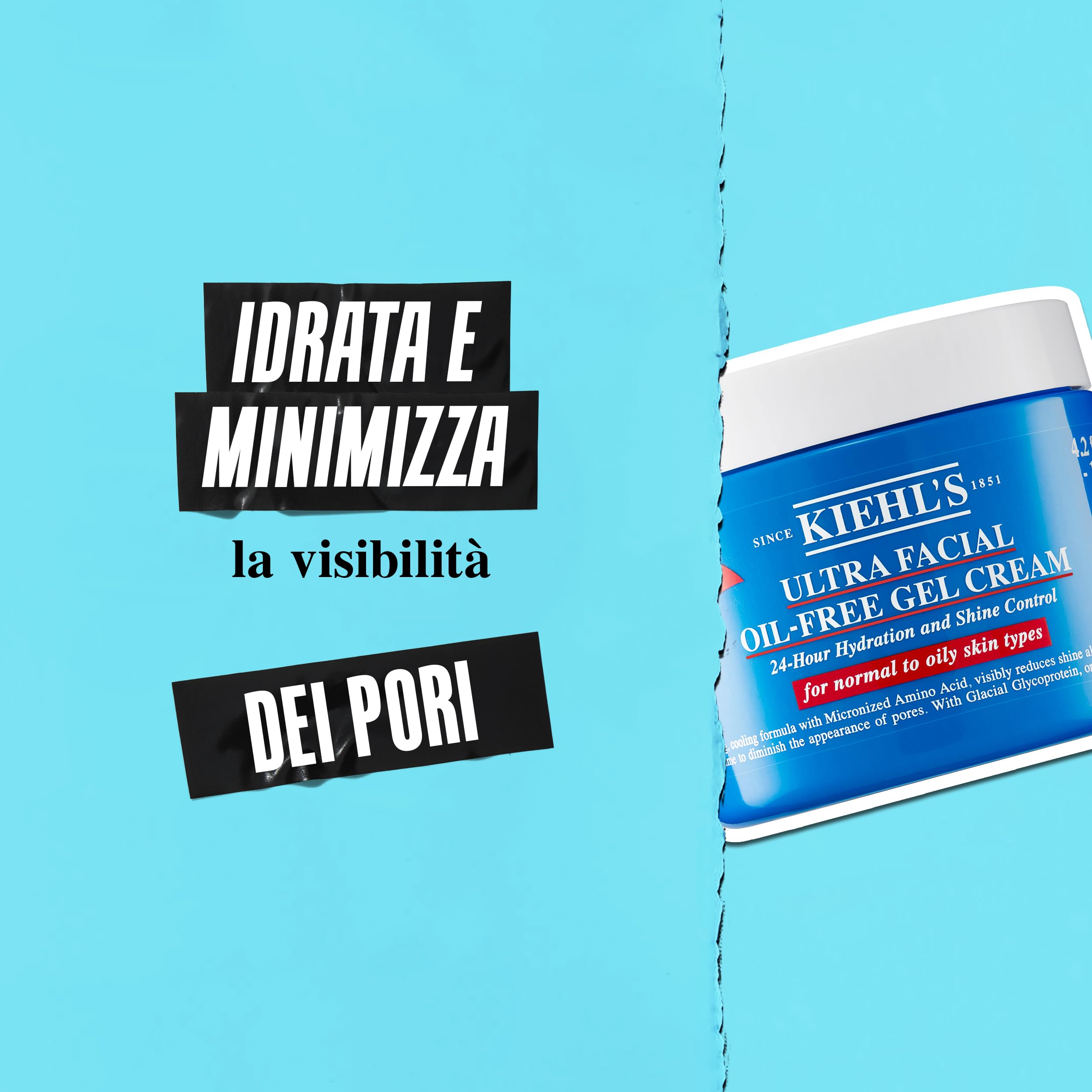KIEHL'S Ultra Facial Oil-Free Gel Cream, Crema in Gel Idratante, Per Pelli da Normali a Grasse, Effetto Rinfrescante, 24H di Idratazione, Con Glicoproteina Glaciale, Senza Profumo