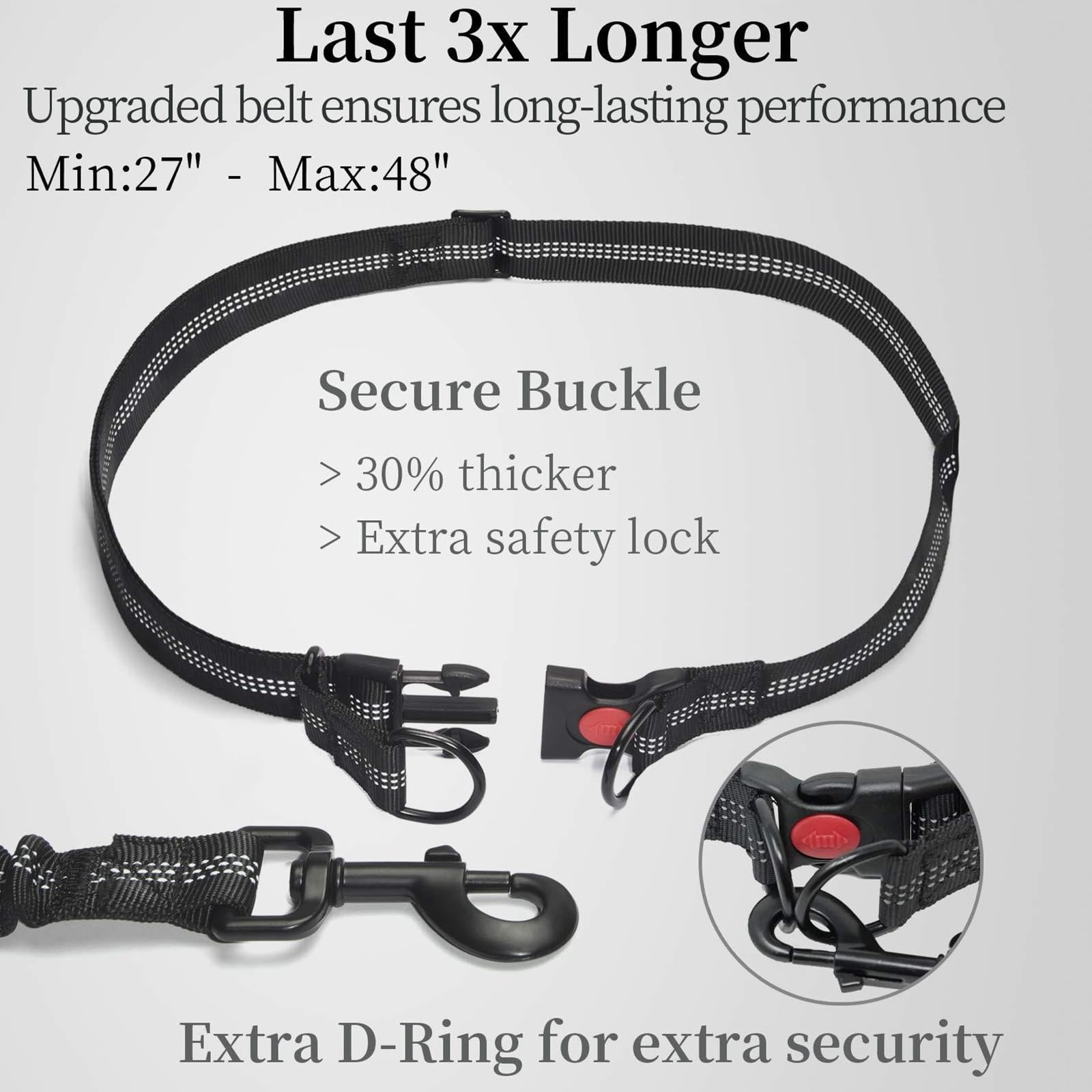 Laisse pour chien avec crochet en métal rembourré et ceinture réglable pour l'entraînement de course à pied de grandes races Laisse élastique pour chien