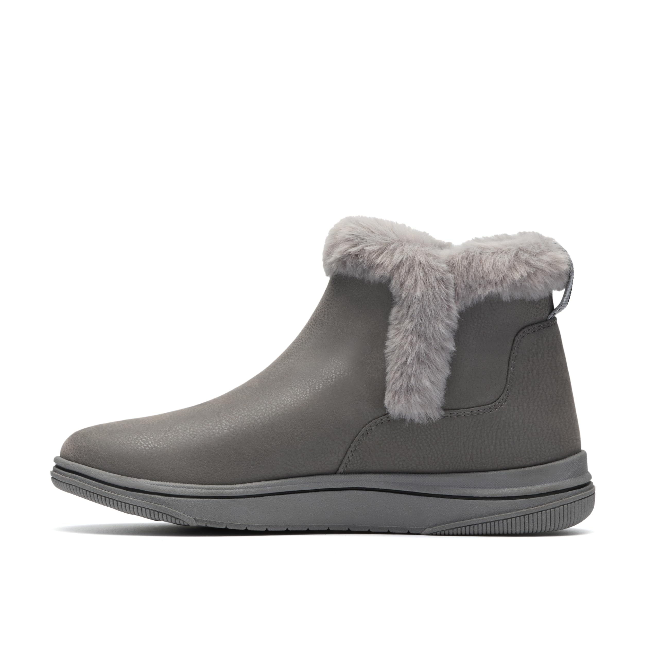 Clarks Women's Grey Brinkley Fur Dark Combination Ankle Boots | : 6/Standard Fit