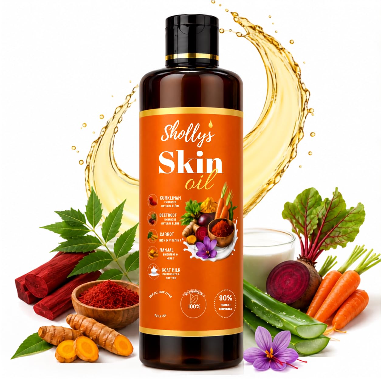 shollys skin oil | helps reduce stretch marks | for aging & dry skin | helps skin look more even | moisturizing body oil | 200ml
