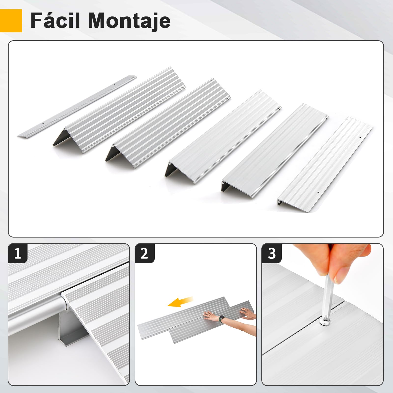COSTWAY Rampa de Umbral de Puerta, Rampa de Umbral Ajustable de Marco de Aluminio Resistente, Superficie Antideslizante, Capacidad de 317 KG, para Sillas de Ruedas y Sillas Eléctricas (Altura 13 cm)