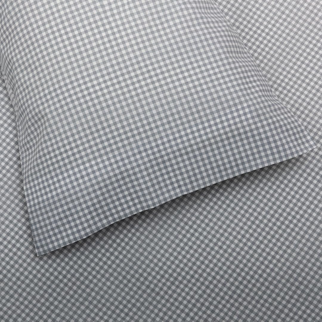 Funda Nórdica Gris Vichy 280x240 cm para Cama 200-100% Algodón - Funda Nórdica y Dos Fundas de Cojines
