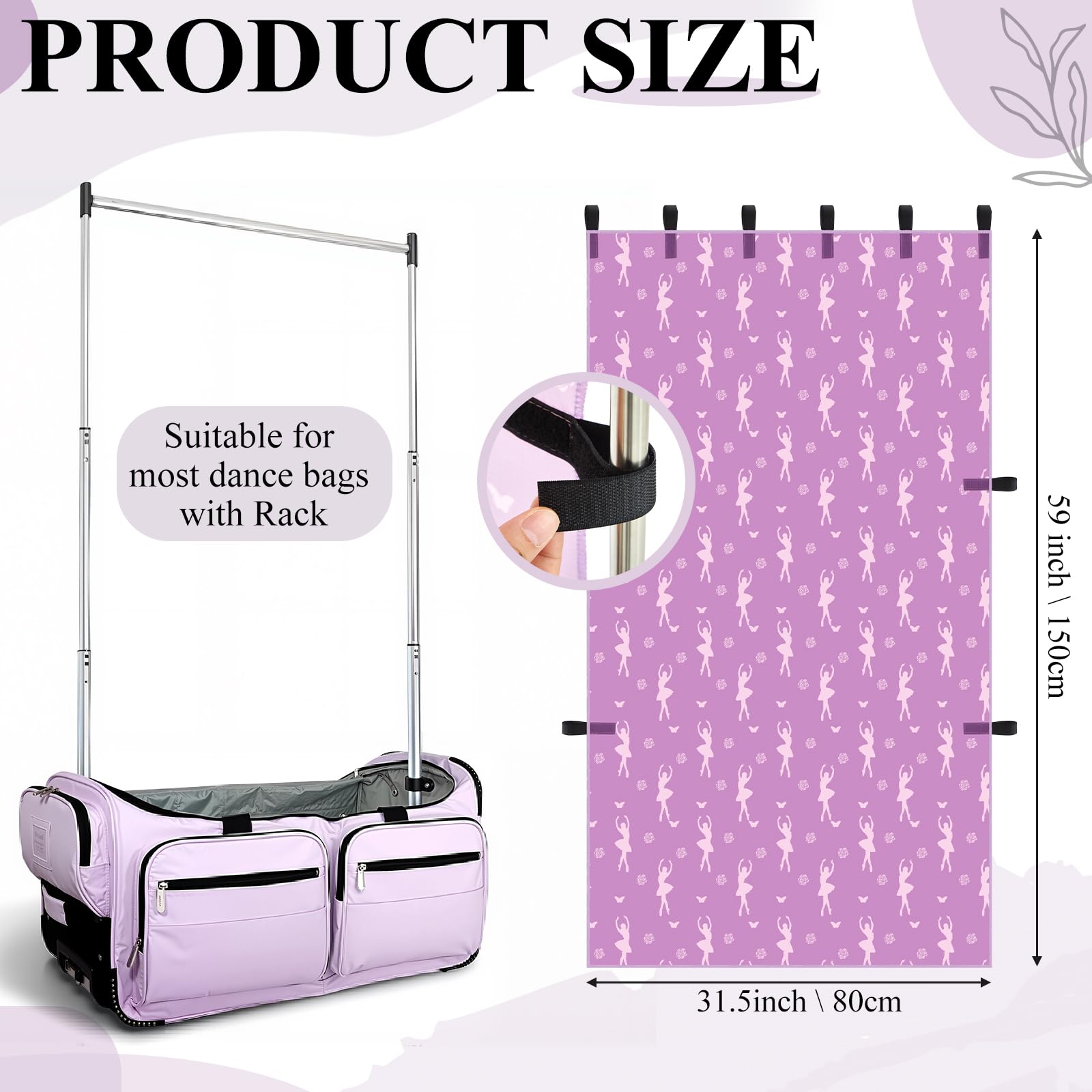 Honeydak 59 x 31. 5 Inches Privacy Dance Curtain for Changing Bag with Rack Portable Dance Changing Curtains for Women Girl Competition Bag Curtain, Dancer Backstage Screen with Windproof Hook