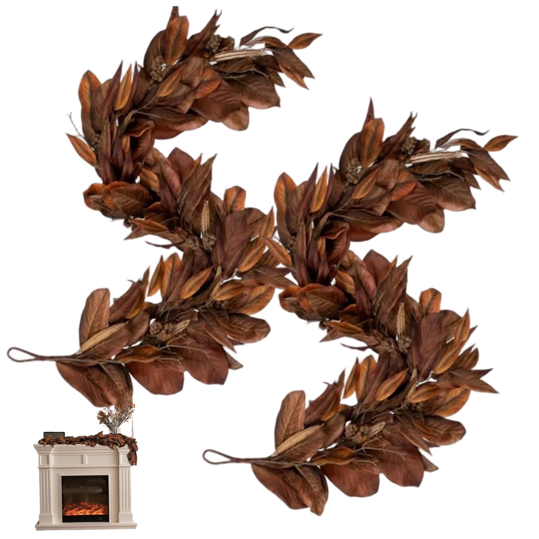 Guirlande de feuilles d'automne pour manteau de cheminée maison