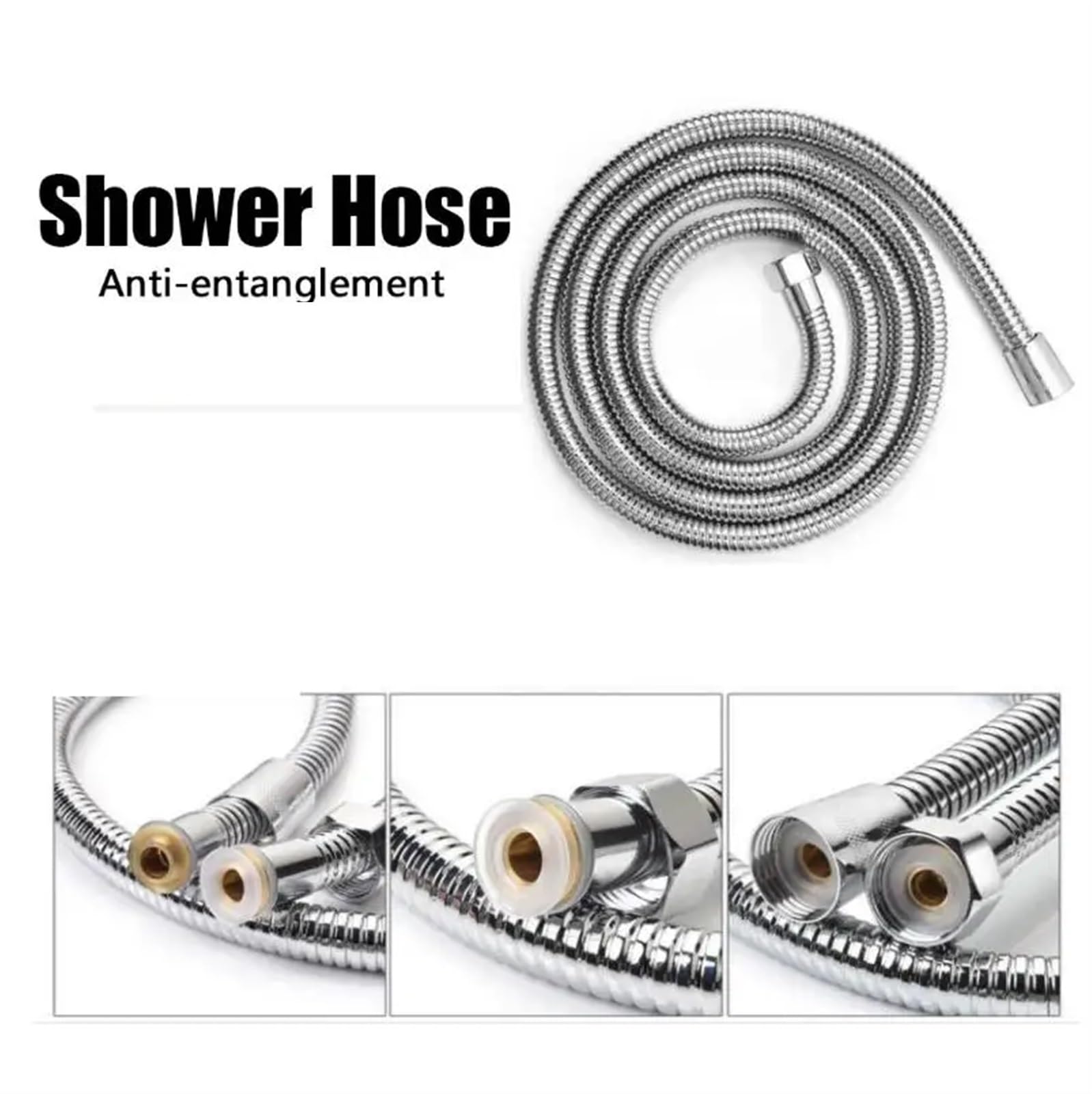Manguera de ducha acero inoxidable | Negro/Plata, 1,5/2/3 metros, for uso en ducha de baño(3 Meter Black)