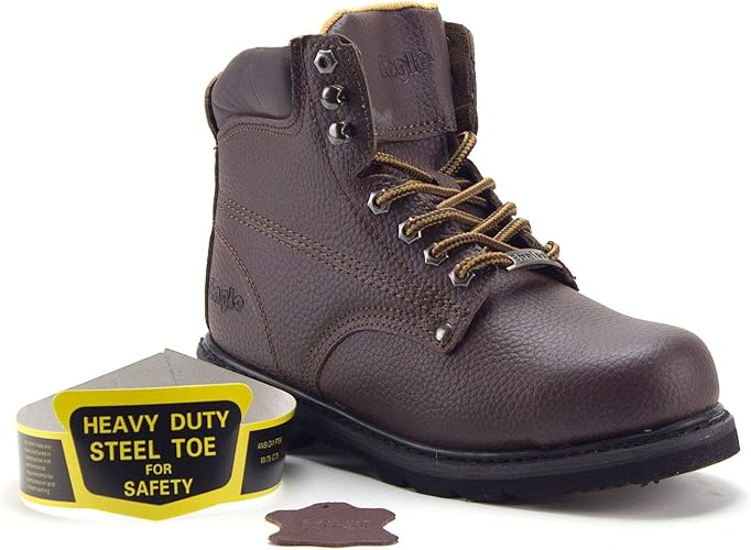 Black leather steel toe work boots Clearance