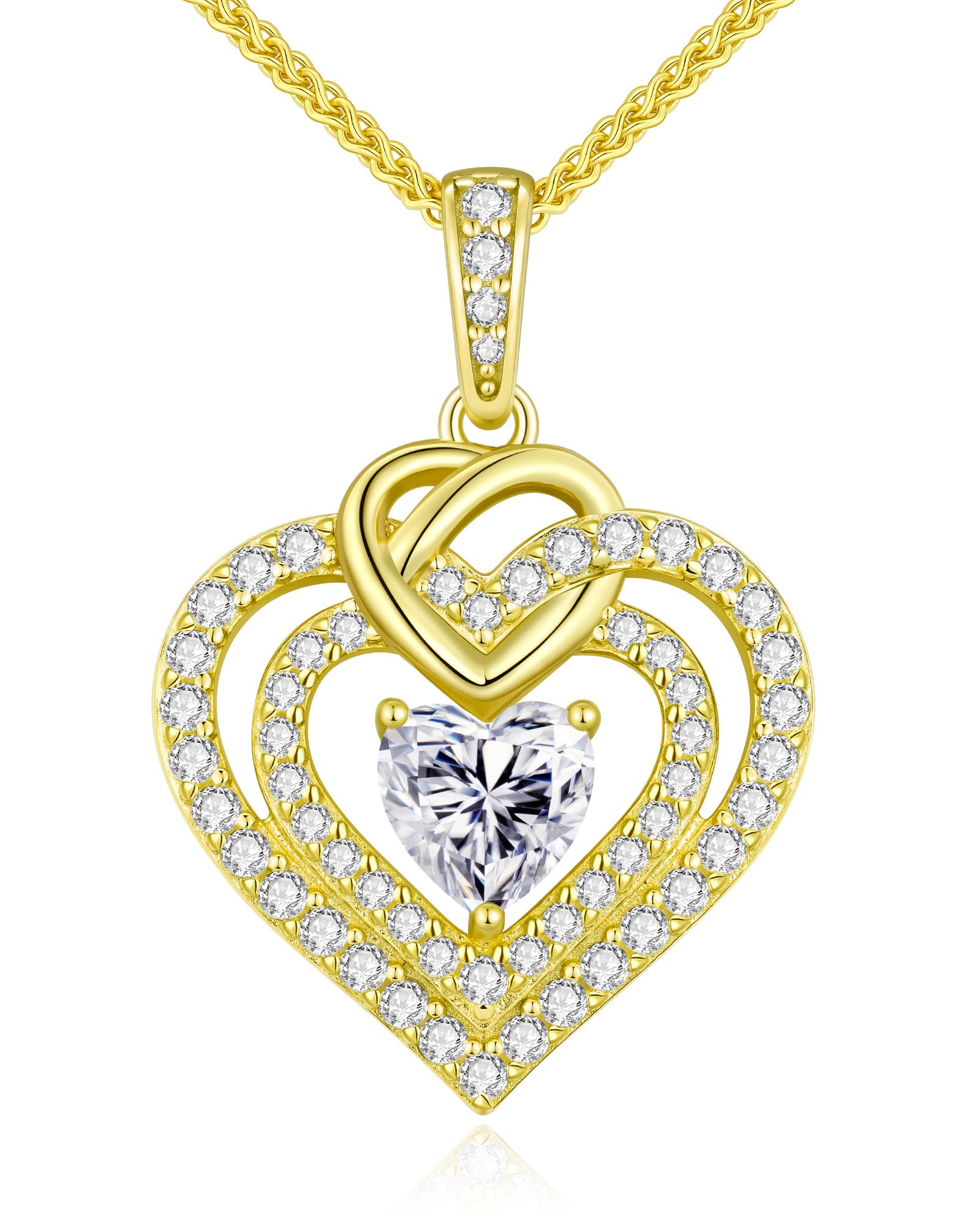 CDE Collana Doppio Cuore Argento S925 Gioielli Donna con Moissanite | VVS1 Colore D Lunga Collana San Valentino per Lei Anniversario Compleanno Regalo di Fidanzata,Amica,Mamma,Moglie