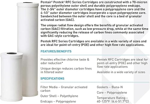 Miniatura 7 de Pentair Pentek RFC-20BB - Filtro de agua de carbono azul grande, 20 pulgadas, cartucho de repuesto de carbono de flujo radial resistente para toda