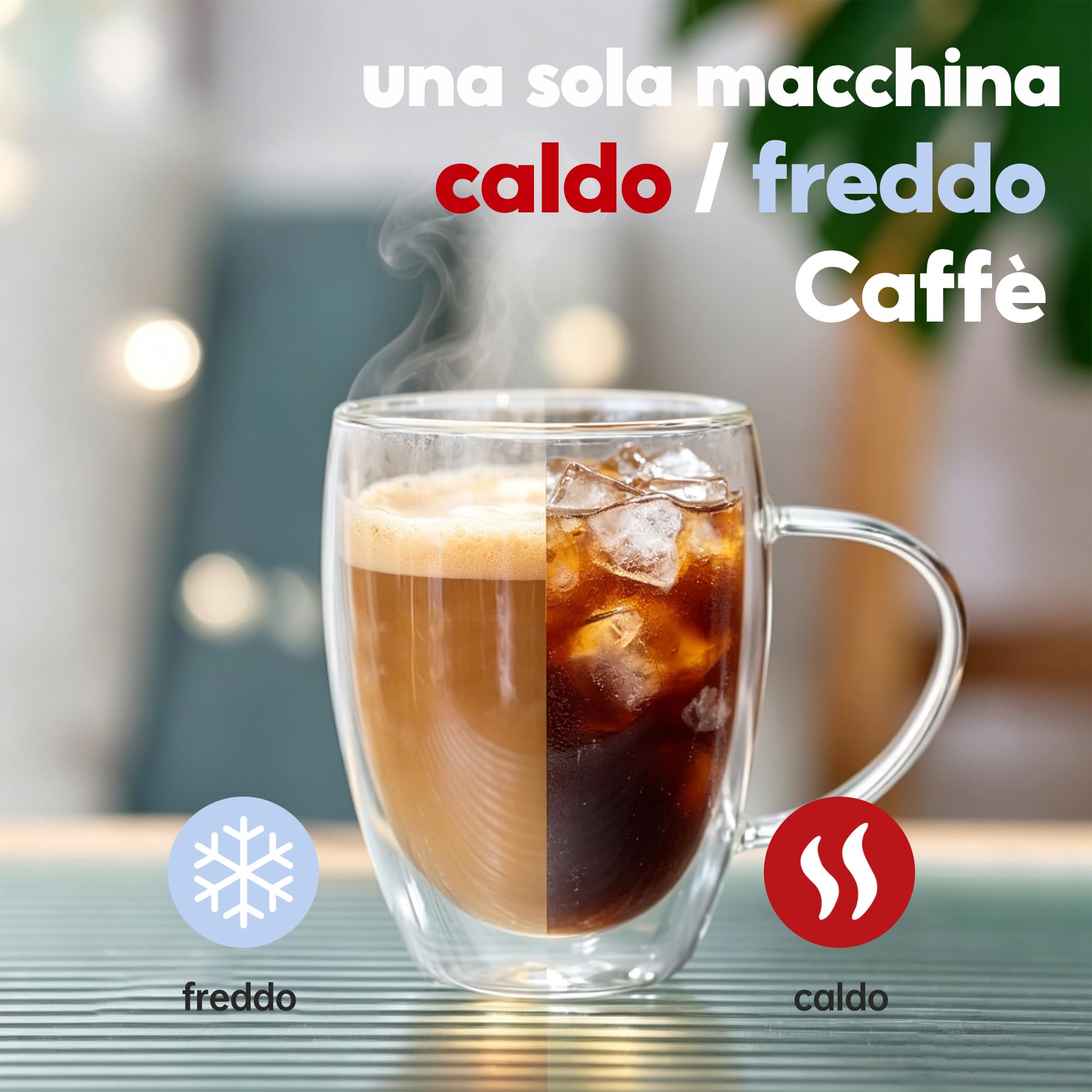 CAFELFFE MK-609S Macchina da caffè a capsule 4 in 1 con pressione di 19 bar, infuso caldo/freddo, espresso compatto per casa e ufficio, Nes Original/DG/ESE/macinato, nero