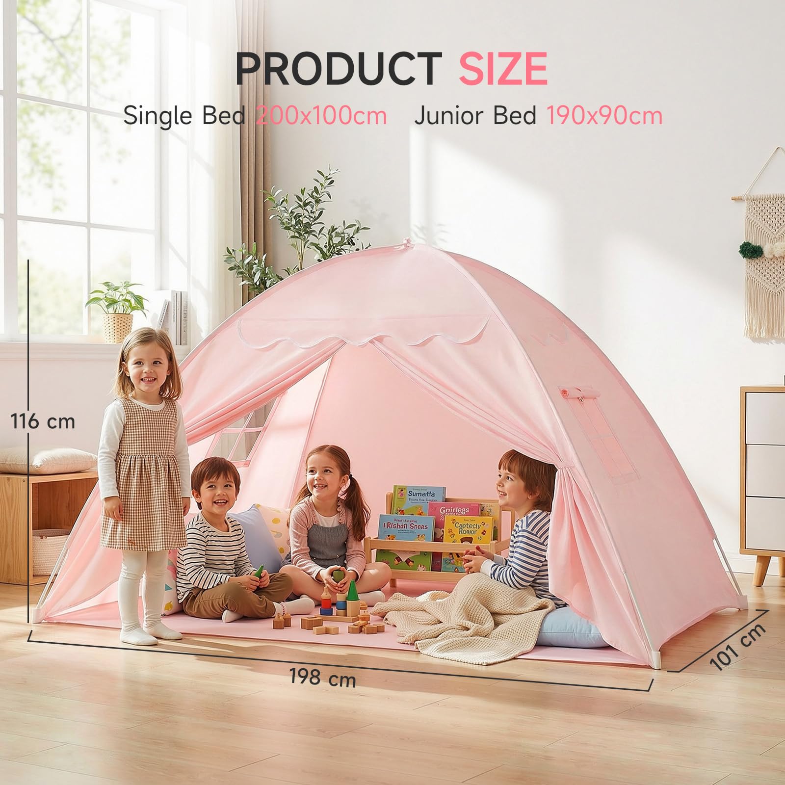 Tente de lit pour chambre d'enfant - Tente pour enfants : sol lit enfant - Tente d'intérieur - Lit simple et pliable - Lit superposé - Grande taille - Pour filles et garçons - Maison de chambre à