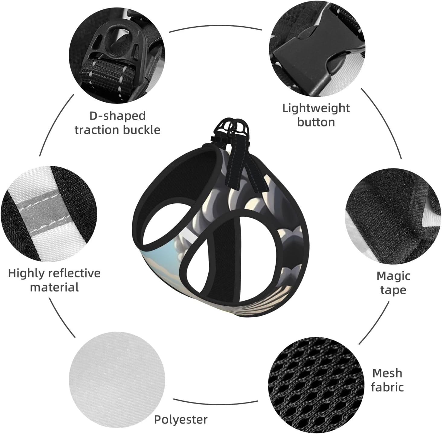 Suspended Sphere Pet Vest Small Size Dog Harness and Leash Set, Reflective & Breathable for Puppy Training Without Accessories Medium