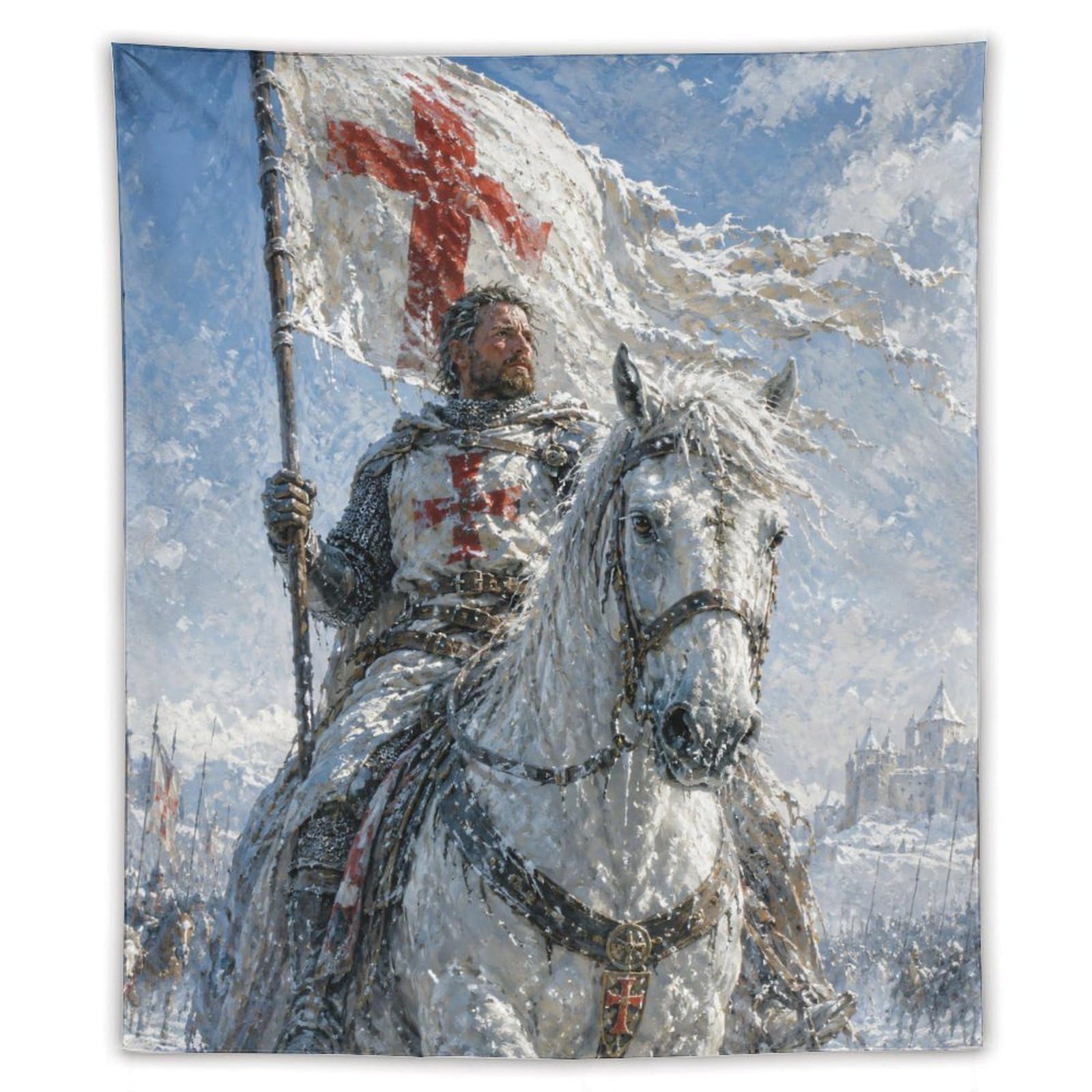 H3B8U2Y5 Crusader Knight Wall Tapestry, Renaissance Art, Medieval Battle