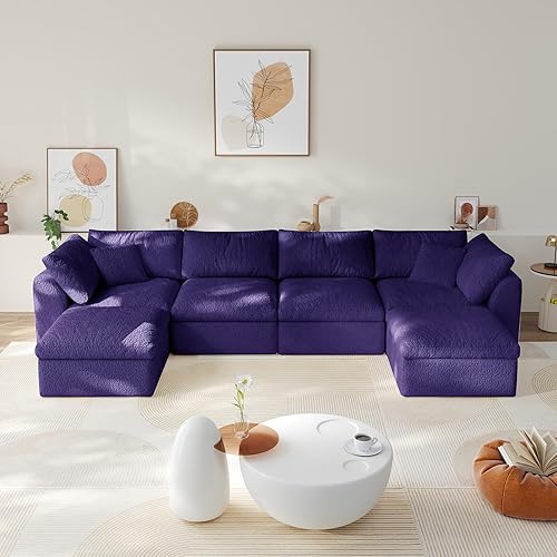 Miniatura 21 de Cloud - Sofás seccionales para sala de estar, sofá convertible con otomana, sofá modular con asiento profundo, no requiere montaje con almohadas