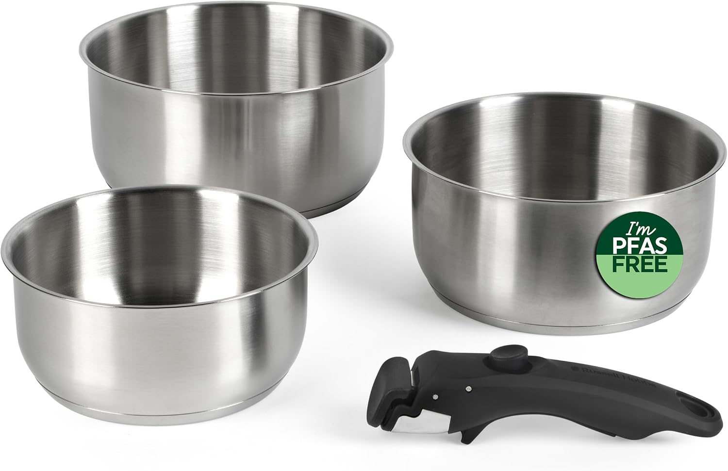 Russell Hobbs Smart Clip 4-Piece Stainless Steel Saucepan Set, 18/20 cm