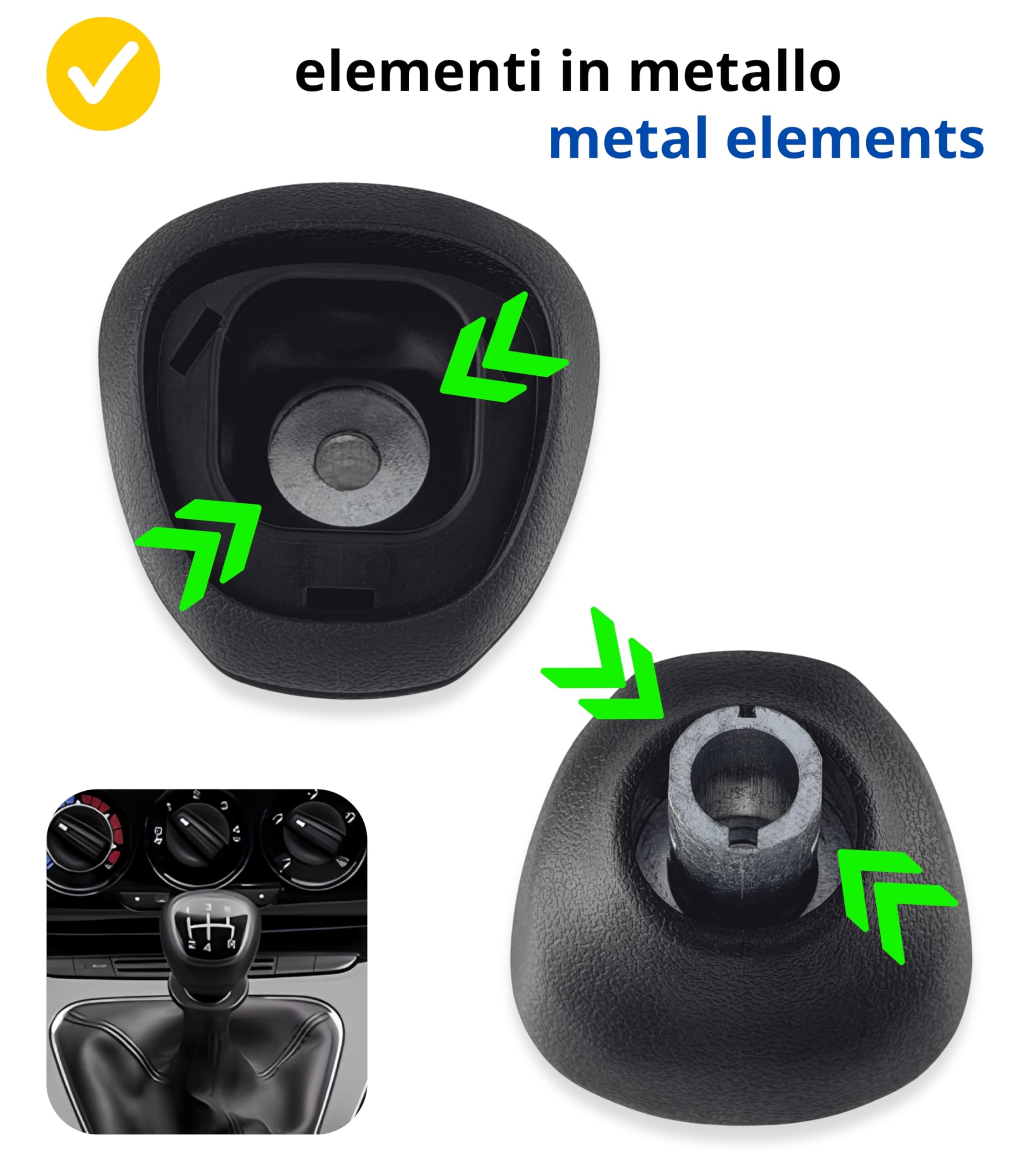 1neiSmartech Pomello per Leva Cambio 5 Marce Manuali Compatibile con Lancia Ypsilon III 3ª Serie (846) dal 2015, per OEM 6930522, Solo Modelli Benzina, con Retromarcia a Siringa