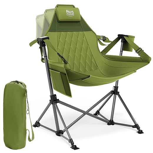 TIMBER RIDGE Hammock Camping Chair, Oversized Swinging Hammock Chair with Adjustable Back and Seat for Outdoor Lawn, Sports, Supports 400lbs, Green