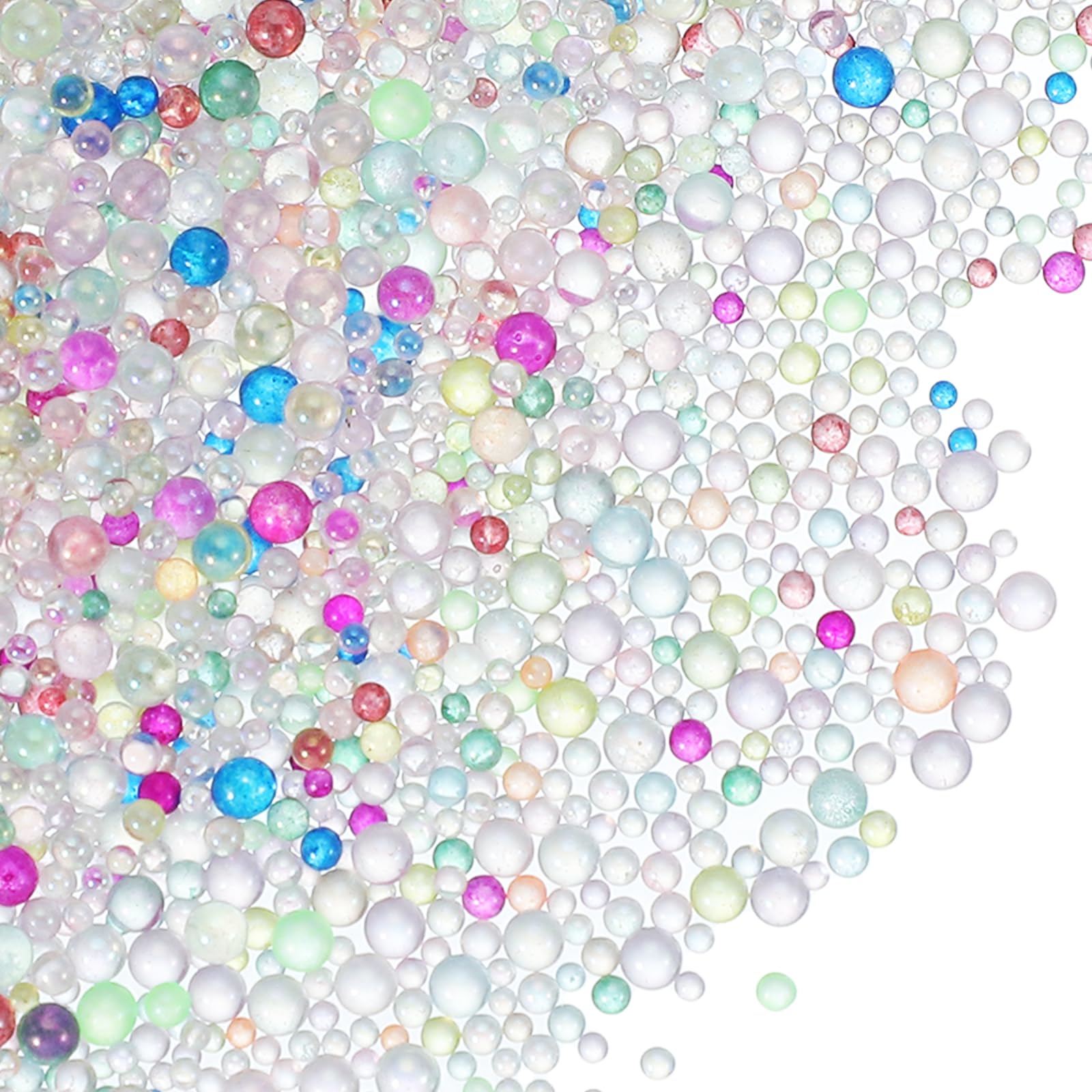 YELARXI Glass Bubble Beads, Tiny Iridescent Beads No Hole Mini Glass Bubble - Fitting for (DIY Crafting - Nail Art - Jewelry Making) 1-3mm &100g & Mixed Colors (Bright)