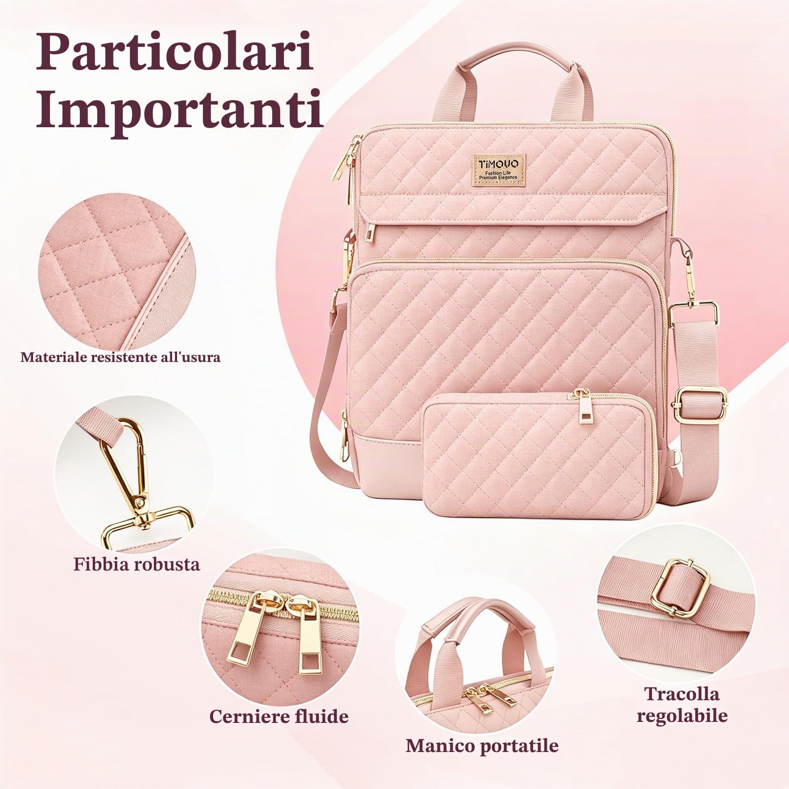TiMOVO Custodia per MacBook Neo 13 Pollici 2026 Modello A3404 con Chip A18 Pro, Borsa Porta PC con Tracolla e Mini Pochette Rimovibile
