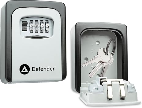 Defender Combination Dial Key Safe - Outdoor Wall Mounted Waterproof Key Lock Box - Secure Combination Key Storage Cabinet with Free Fixing Kit for Home, Office & Airbnb